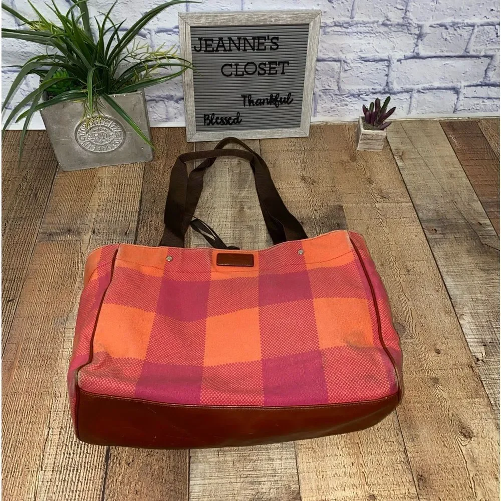 Kate Spade Pink Orange Plaid Large Victoria Baby Bag